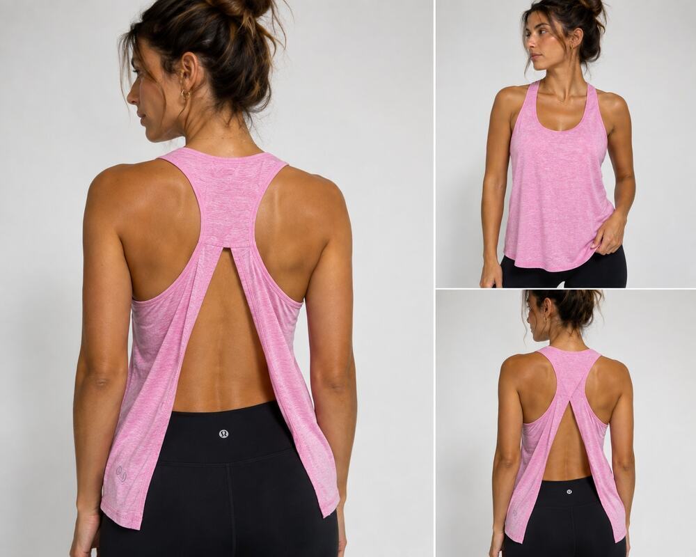 Lululemon Pink Racerback Tank Top Women's 8 Heathered Athletic Yoga Workout